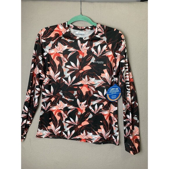 Columbia PFG Tidal Tee Women's Size M Floral Moisture Wick UPF 50 Vacation Beach - Picture 1 of 11
